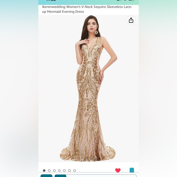 Gold sequence gown - Picture 1 of 10